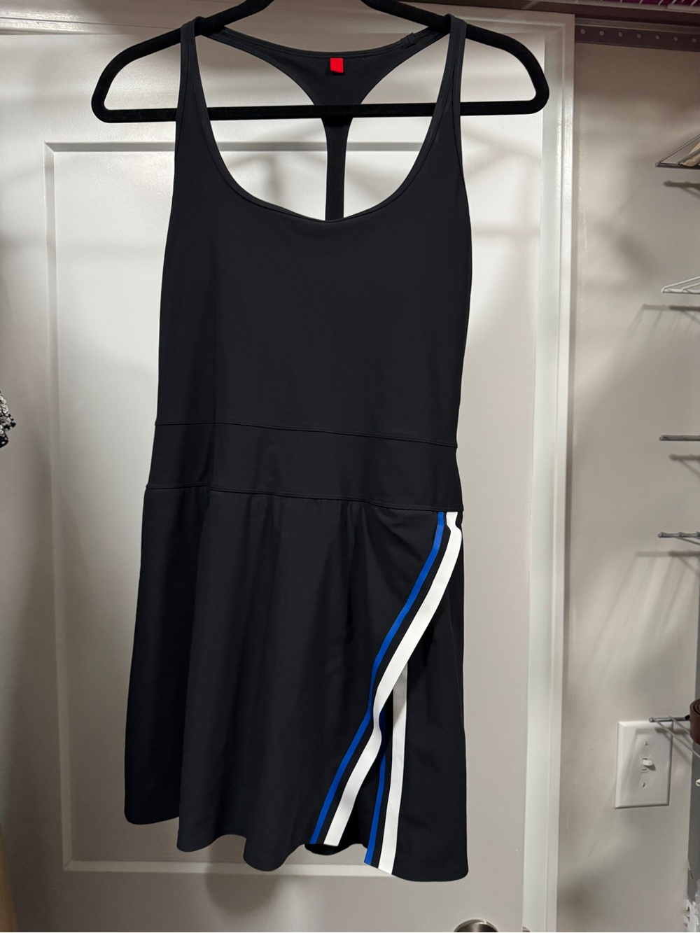 Wilson Black Mini Dress with Blue and White Side Stripes